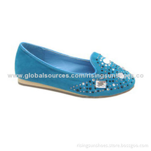 Children's casual shoes, fashionable loafer style with rhinestones decorated, OEM orders are welcome